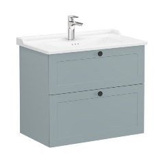 Vitra Root Classic 68872 Lavabo Dolabı, İki Çekmeceli, 80 Cm, Mat Fiyord Yeşili, Klasik Lavabolu